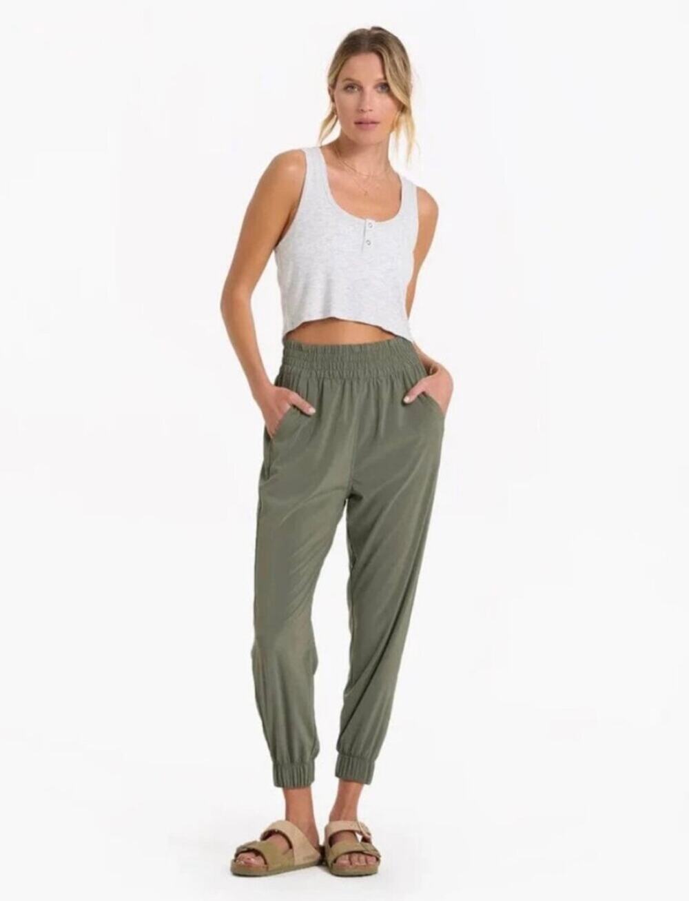 Vuori Villa Jogger Womens XS Olive Green High Rise Lightweight Pants